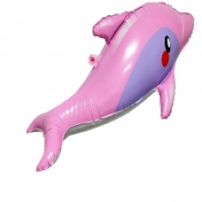 Шар 3D (37''/94 см) Фигура, Дельфин, Розовый, 1 шт.