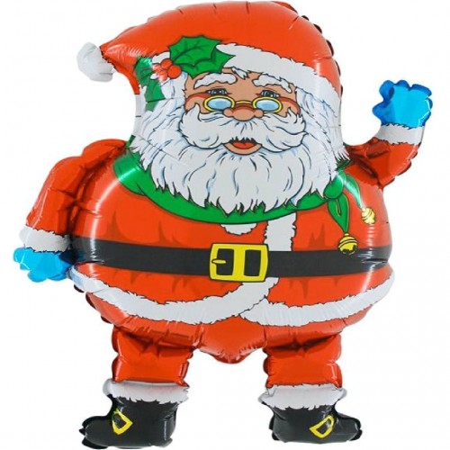 Шар (29''/74 см) Фигура, Дед Мороз в очках, Красный, 1 шт.