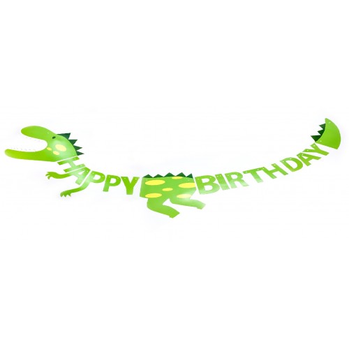 Гирлянда Динозавр, Happy Birthday, Зеленый, 300 см, 1 шт.