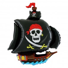 Фигура фольга мини Корабль пиратский черн 38*29с